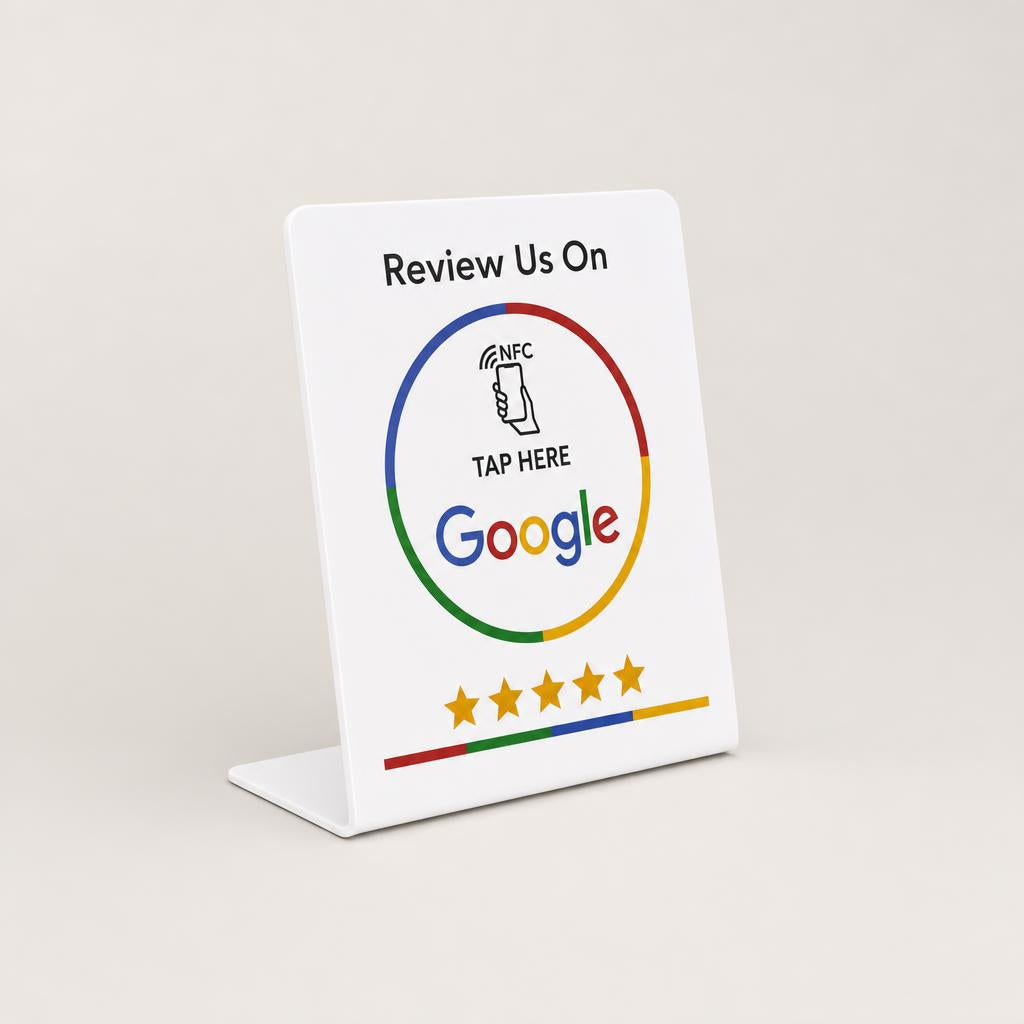 Google NFC review stand, white